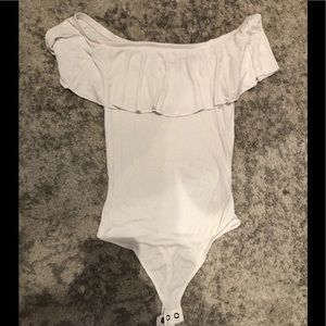 Express Off the Shoulder Ruffle Bodysuit